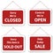 Open Closed Sale Sold Out Hanging Signs