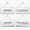 Open closed signs on white vector