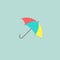 Open colorful funny umbrella. Flat icon isolated on powder blue. Flat design