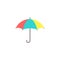 Open colorful funny umbrella. Flat icon isolated on white. Flat design. Vector illustration