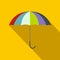 Open colorful umbrella icon, flat style