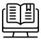 Open computer book icon, outline style