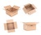 Open corrugated carton box with handle holes. Set. 3d rendering illustration isolated