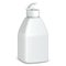 Open Cosmetic Or Hygiene Grayscale White Plastic Bottle Of Gel, Liquid Soap, Lotion, Cream, Shampoo. Illustration Isolated.