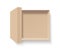 Open craft box. Empty cardboard container template. 3d top view. Blank space inside recycle bio pakage mockup. Closeup