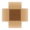 Open crate boxes top view, cardboard box brown, flat style cardboard parcel boxes empty, packaging cargo open, isometric boxes