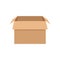 Open delivery box. Carton container element.