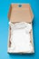 Open delivery parcel box. Brown cardboard carton containers