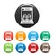 Open dishwasher icons set color