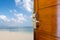 Open door with access to the beach, the concept of leisure, travel and holidays, Dream and imagination concept