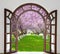 Open door arch garden bloom in spring