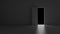 Open door in dark room with alpha channel