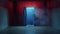 Open Door in Dark Room With Red Curtains