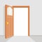 Open Door House Background Flat Design Isolated Vector Illustration
