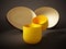 Open egg surprise with yellow capsule. 3D illustration