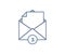Open email with paper coming out. Vector icon with number of unread messages