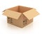 Open empty cardboard box 3d illustration