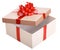 Open empty gift box and red bow