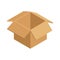 Open empty squared cardboard box parcel sending received minimalist 3d icon vector illustration