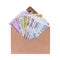 Open envelope with euro banknotes