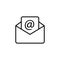 Open envelope line icon. Email black outline sign. Message black symbol.