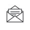 Open envelope outline icon, flat design style, mail linear vector symbol