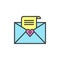 Open envelope with received message filled outline icon