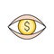 Open eye and dollar, vision,greedy sign or chance for investment