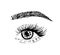 Open eye with long eyelash. illustration for beauty salon eyelash extension. Laser vision correction Lasik