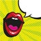 open female mouth screaming pop art style