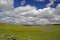 Open fields and blue skies of Yellowstone National Park.