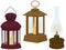 Open fire lamps different types collection vector illustration