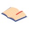 Open first school book icon, isometric style