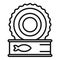 Open fish tin can icon outline vector. Pet food