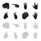 Open fist, victory, miser. Hand gesture set collection icons in black,monochrome style vector symbol stock illustration