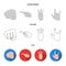 Open fist, victory, miser. Hand gesture set collection icons in flat,outline,monochrome style vector symbol stock