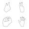 Open fist, victory, miser. Hand gesture set collection icons in outline style vector symbol stock illustration web.