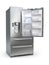 Open fridge freezer. Side by side stainless steel refrigerator