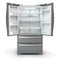 Open fridge freezer. Side by side stainless steel srefrigerator