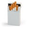 Open full pack of cigarettes on white background