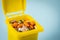 Open garbage can full of pills, Concept, medical waste, Disposal of expired drugs