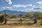 Open gate in a field in Argentina, tranquera Argentine