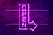 Open glowing purple neon arrow. Realistic vector illustration