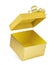 Open gold gift box floating lid