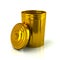 Open golden trash can 3d illustration