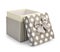 Open gray box with a gift. bow, dots and stripes