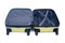 Open green hardshell luggage