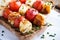 Open grilled haloumi kebab sandwich with tomato