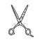 Open hair cutting scissors outline barbershop tool