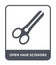 open hair scissors icon in trendy design style. open hair scissors icon isolated on white background. open hair scissors vector